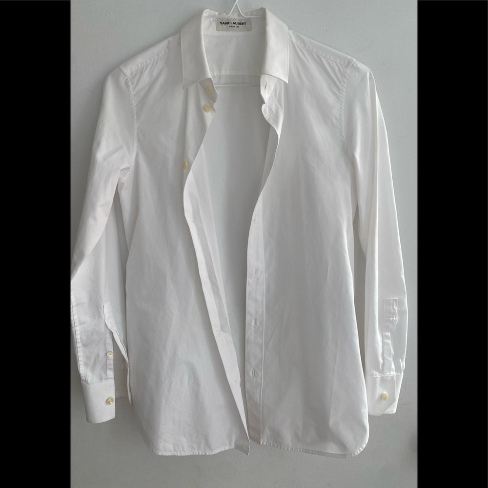 Saint Laurent White Cotton Dress Shirt, Size F34, US size XS